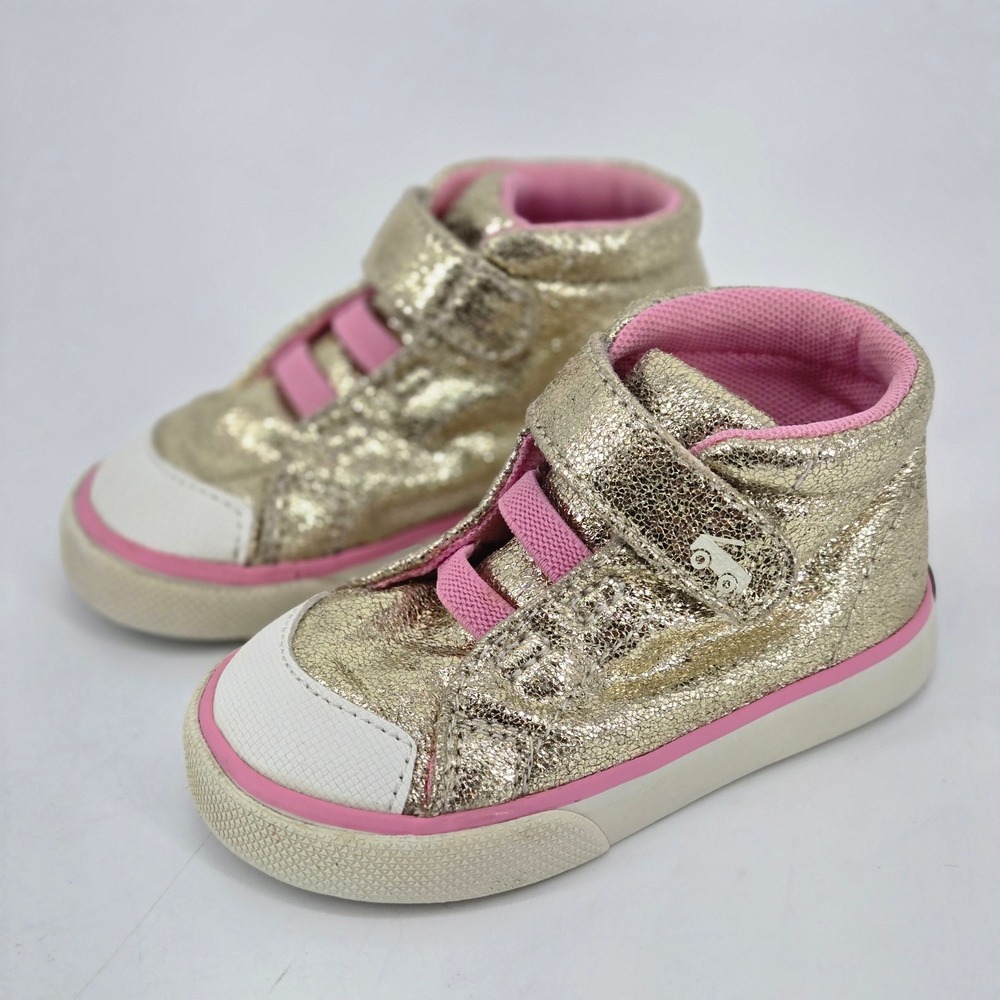 See Kai Run Belmont II Gold Metallic Shine High Top Sneaker Shoes 5 Toddler Kids